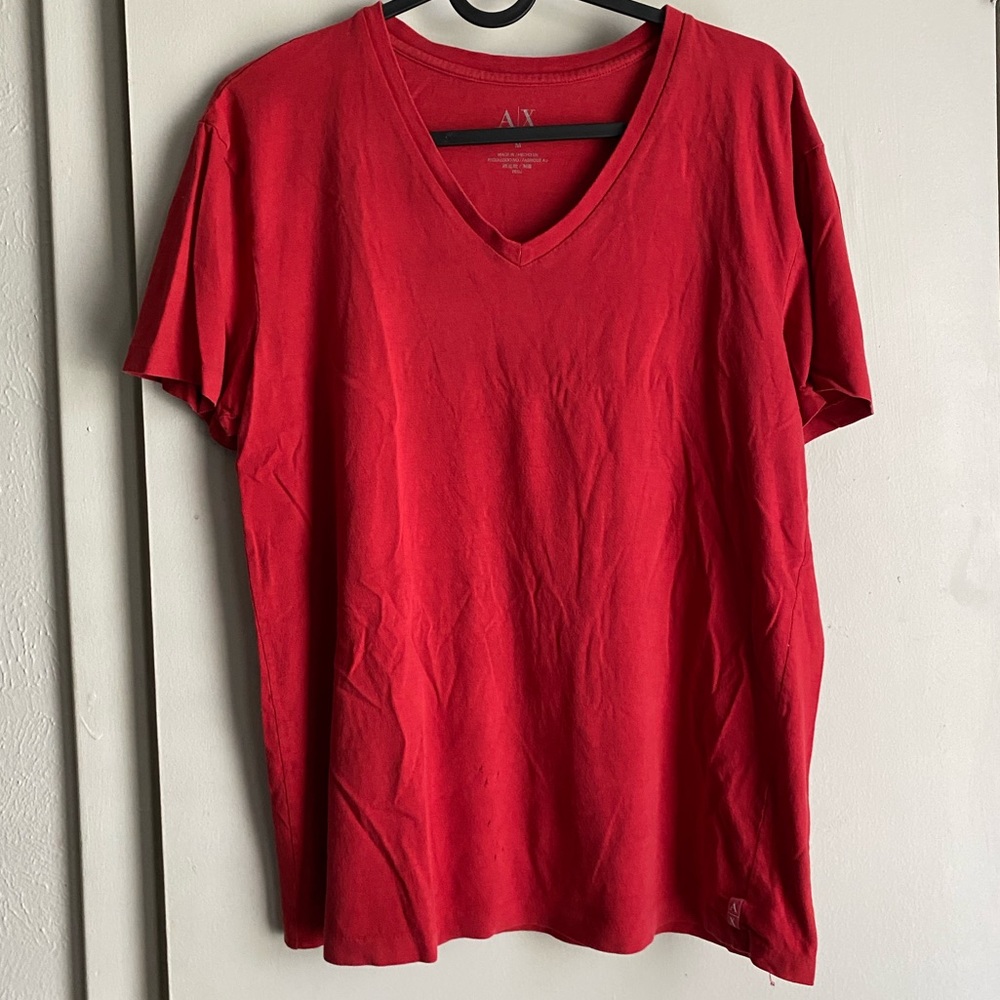 Red Armani Exchange V-neck Shirt